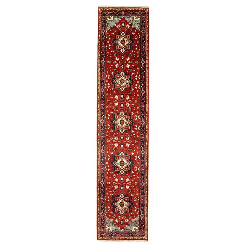 ECARPETGALLERY Hand-knotted Serapi Heritage Red Wool Rug - 2'7 x 12'2 - Red - 2'7 x 12'2