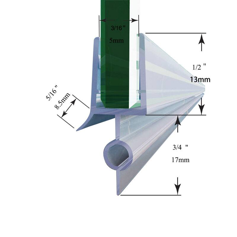 Elegant Frameless Shower Door Bottom Seal for Glass Doors of Various Sizes(Two-Pack)