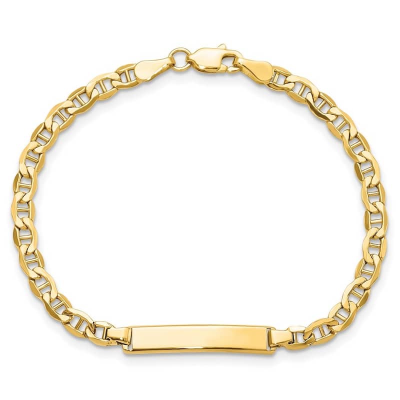 Curata 10k Yellow Gold 4.5mm Engravable Mariner Anchor Link ID Bracelet - 6" 7"