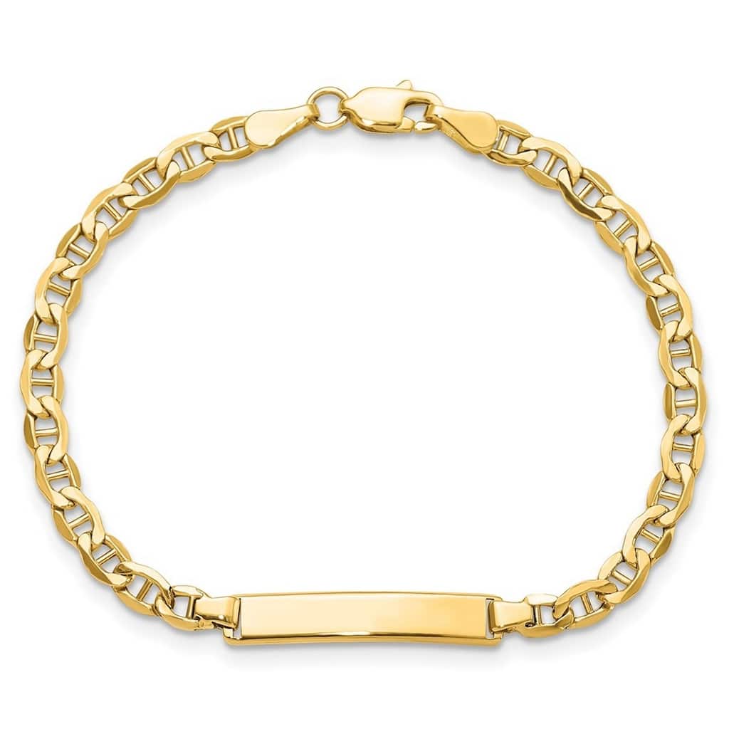 Curata 10k Yellow Gold 4.5mm Engravable Mariner Anchor Link ID Bracelet - 6" 7"