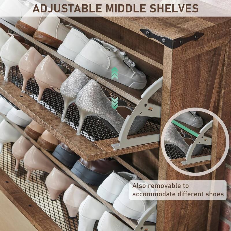 Farmhouse Shoe Cabinet, Wooden Shoe Storage Cabinet, Shoe Organizer