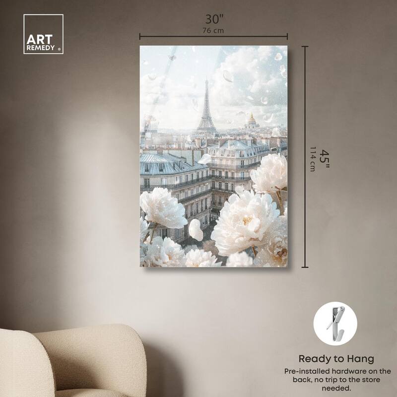 Peonies Over Paris Acrylic by Art Remedy, Ready to Hang