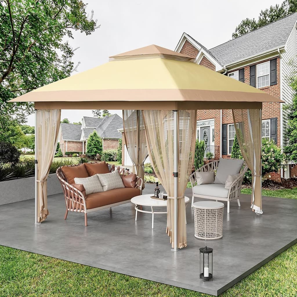 Modern Waterproof 12X12 Ft Instant Pop-Up Gazebo, All-Weather Canopy Tent for Patio, Garden, Backyard, Party - N/A