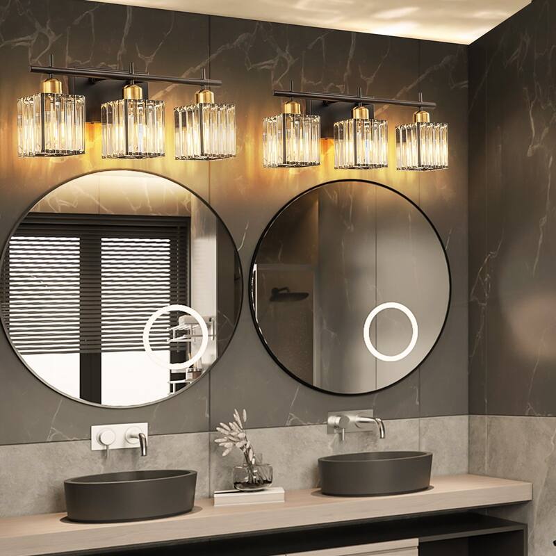 Starsky 3/4-Light Modern Dimmable Bathroom Crystal Vanity Light Wall Sconces with Crystal Shade