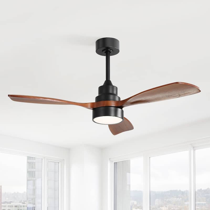 Sofucor 48"/52" Indoor Wood Ceiling Fan Light with Remote, Integrated Light Optional