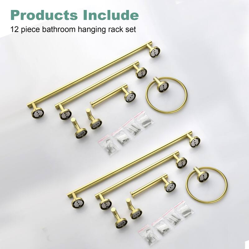 12-PCS Stainless Steel Bathroom Accessories Set Wall Mounted,Round Shape