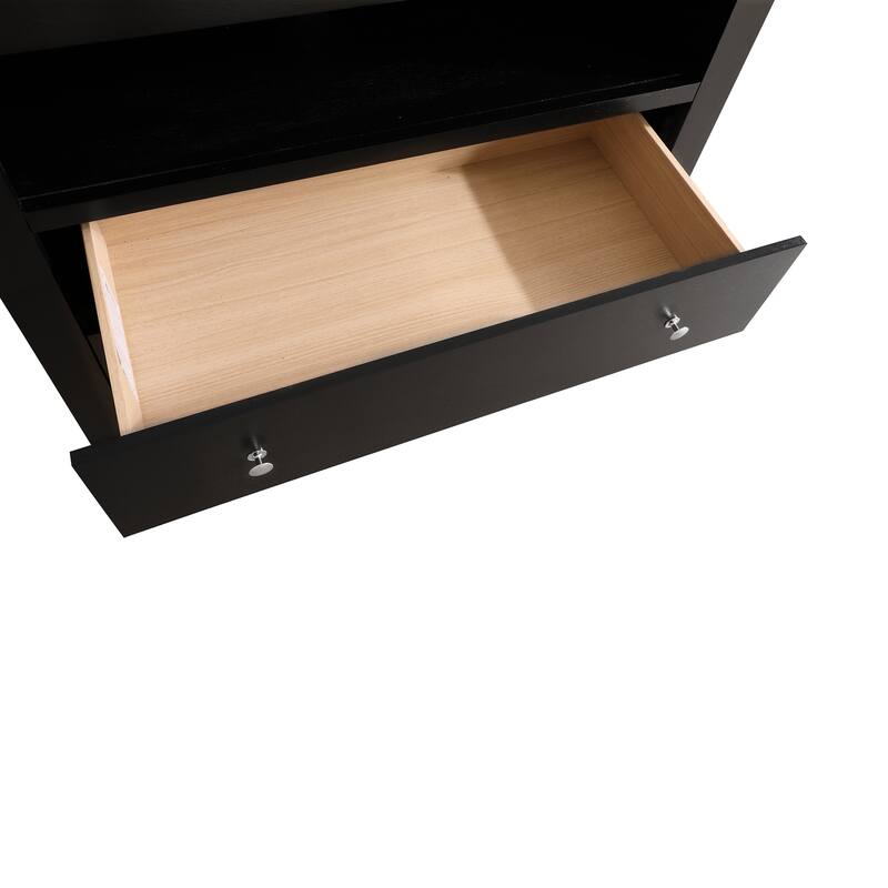 3-Drawer Wooden TV Media Chest - 36" - Black