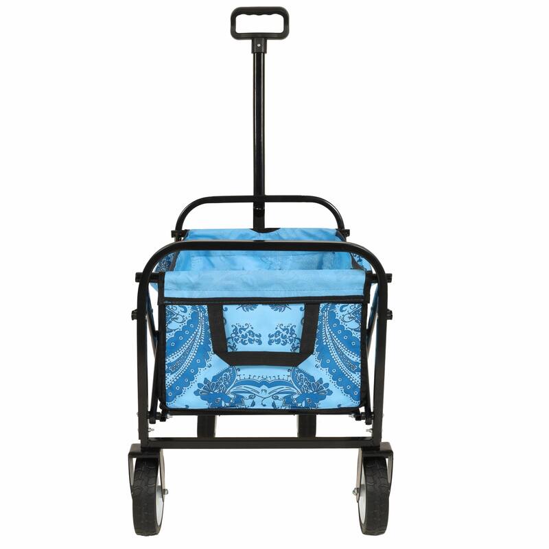 Minimeetall Colorful Collapsible Wagon Cart with Strapping System - Beach Wagon, Utility Cart