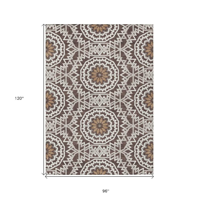 HomeRoots Floral Medallion Transitional Rectangle Outdoor Rug