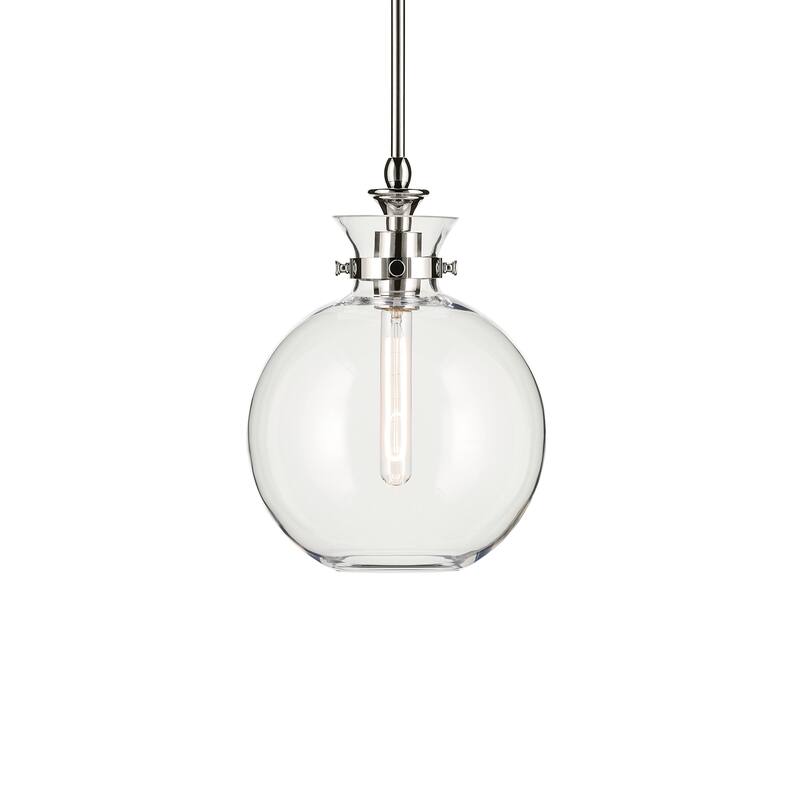 Kichler Lighting Laria 10.25 Inch 1 Light Pendant with Clear Glass in Polished Nickel