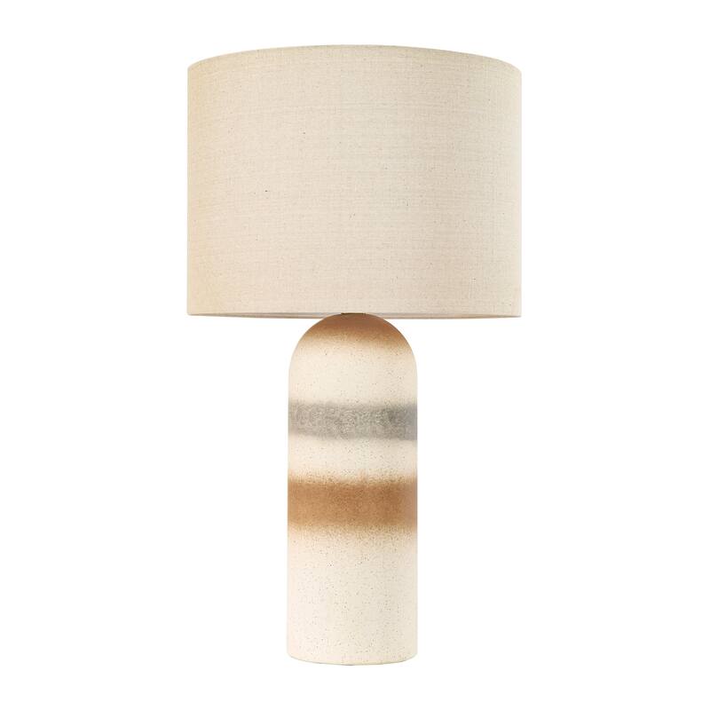 26" Painted Ceramic Accent Table Lamp with Drum Linen Shade