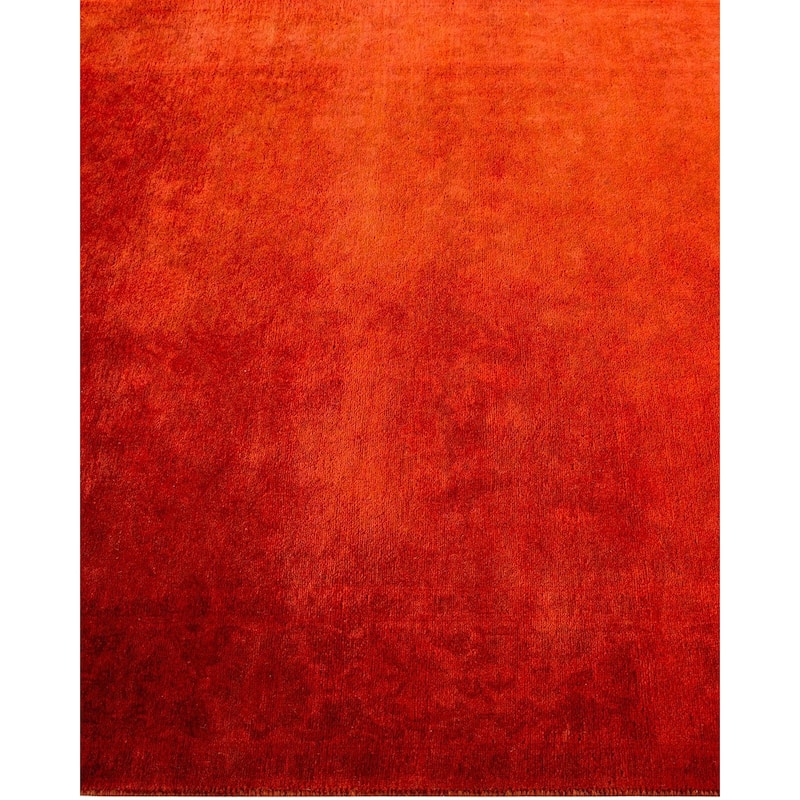 Overton Hand Knotted Wool Vintage Inspired Modern Contemporary Overdyed Orange Runner Rug - 3' 1" x 22' 8"