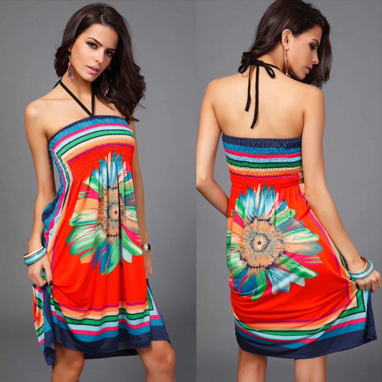 Shop Summer Casual Strapless Floral Beach Dress Overstock 27897560