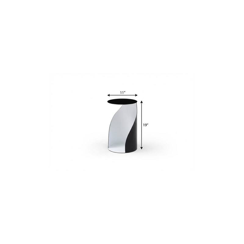 HomeRoots 19" Black and White Steel Round Pedestal End Table - 11.00 in. x 19.00 in. x 11.00 in.