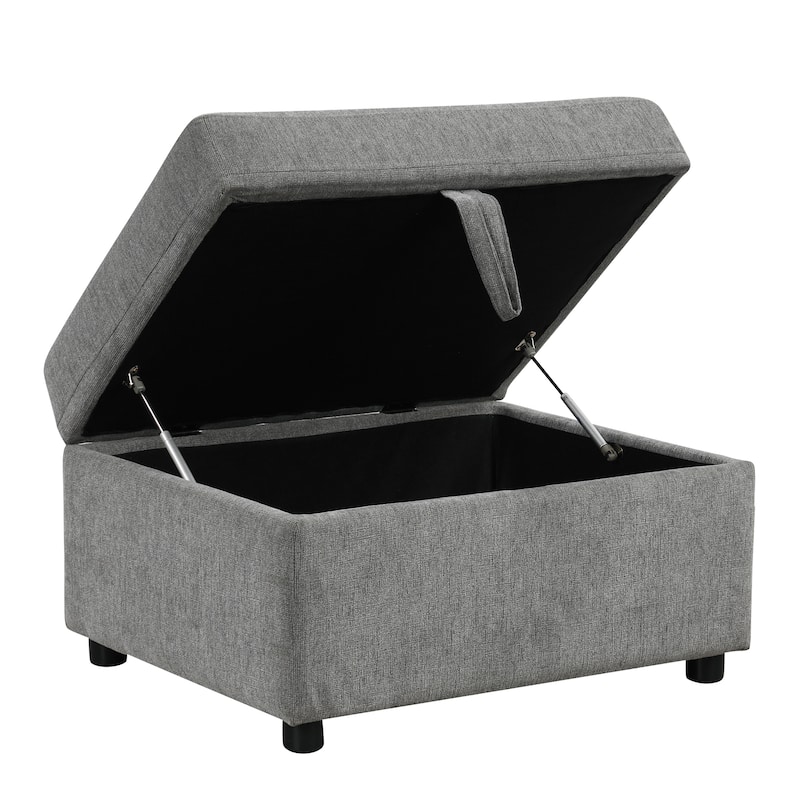109.1 Inch Convertible Sleeper Sofa with Pull Out Bed, Luxurious Chenille Fabric Sectional Sofa Couch with Storage Ottoman