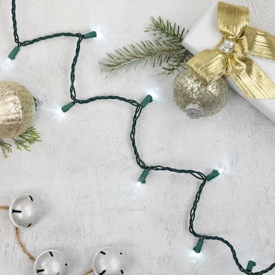 LED Mini Christmas Lights - Pure White - 11.25' Green Wire - 35ct