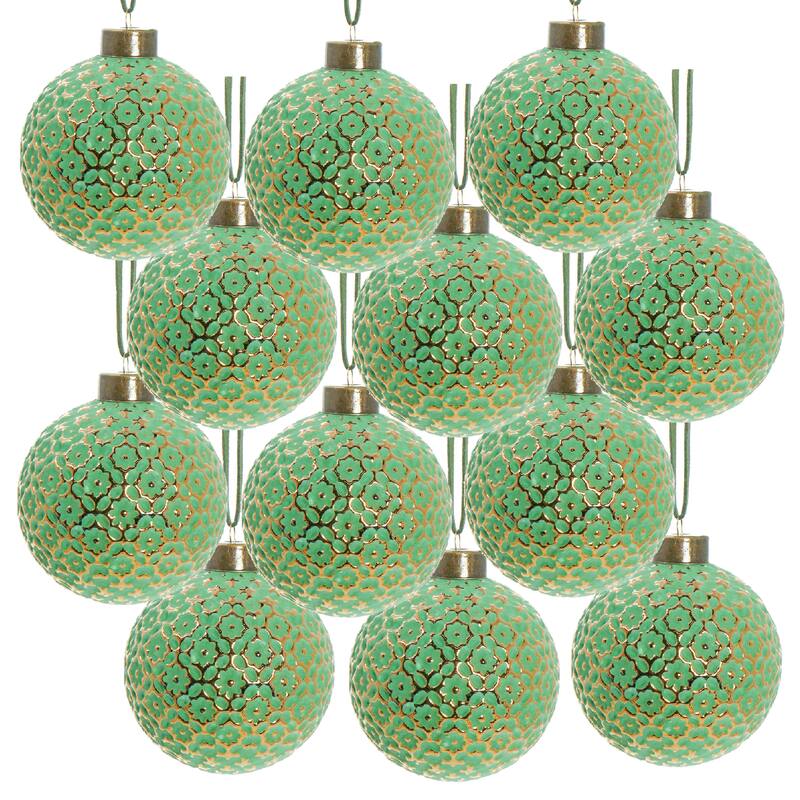 D3" Christmas Ball Ornaments, Glass Decorative Hanging Ball Christmas Tree Ornaments for Holiday, Set of 12
