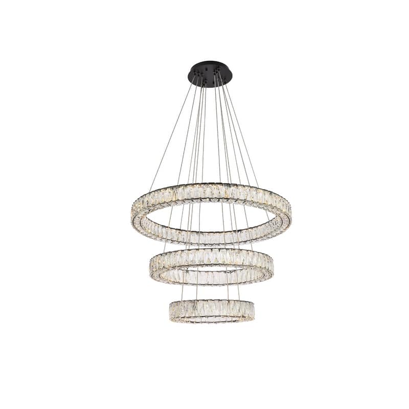 Indigo Home 32 inch LED triple ring chandelier in black