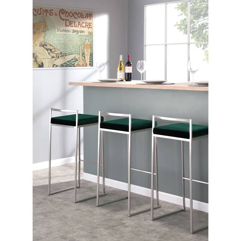 Silver Orchid Forrest Stainless Steel Stackable Fully Welded Bar Stool (Set of 3)