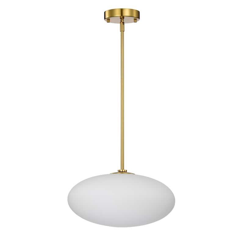 Livia Brass Pendant Light with Glass Oval Frosted Shade