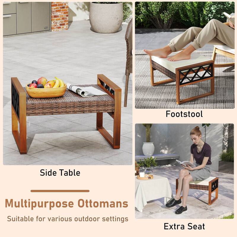 Costway 7 PCS Patio PE Wicker Furniture Set with Ottomans Cushions and - See Details