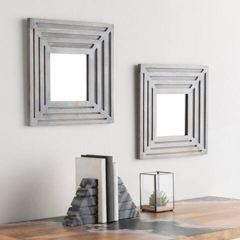 Ahana Square Carved Two Mirror Set - 16"H x 16"W, 16"H x 16"W