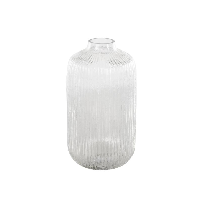 Glass Ribbed Fluted Vase - Clear - Roche River Decor
