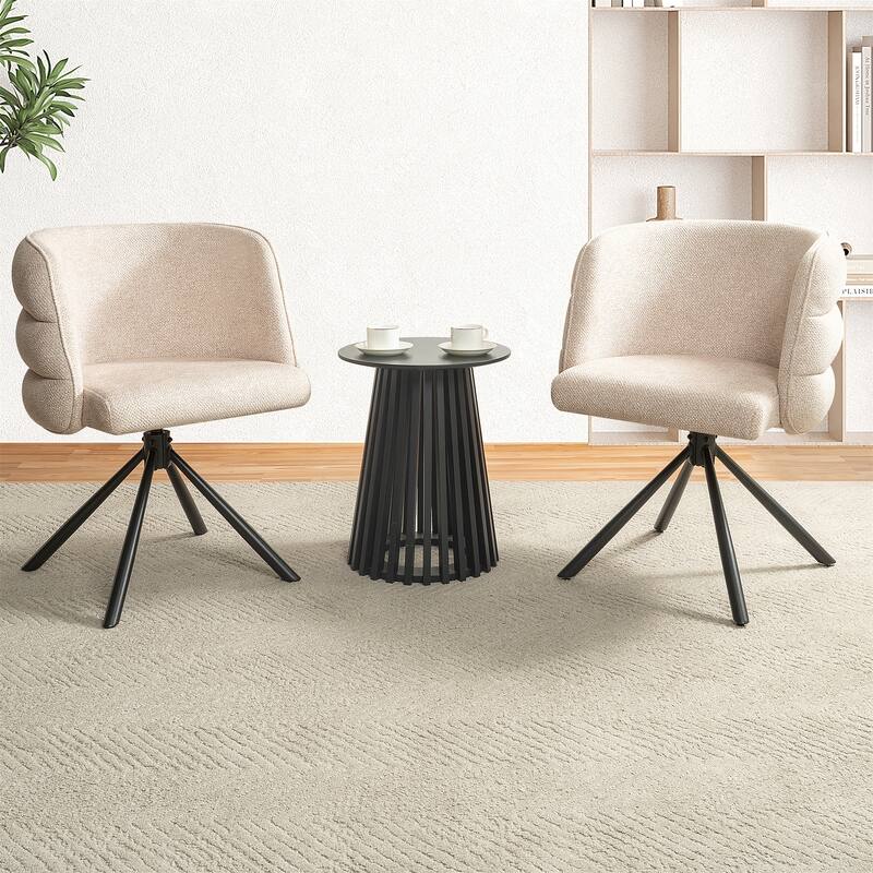 270°Swivel Modern Upholstered Dining Chairs with Metal Base (Set of 2)