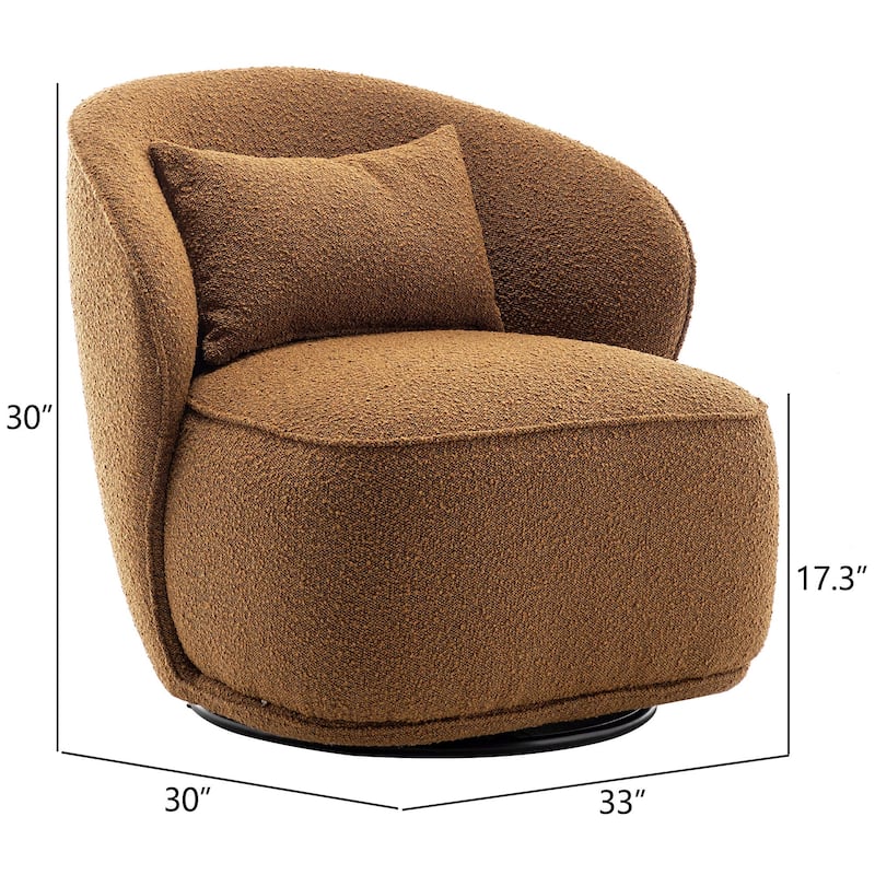 KINWELL 33" W Sherpa Boucle Upholstered Accent Swivel Chair (Set of 2)