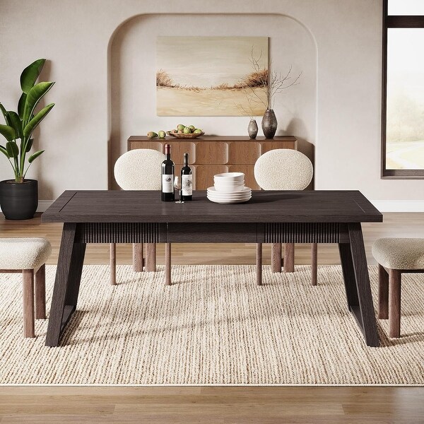 55 Inches Dining Table with Storage Drawer, Rectangular Dinner