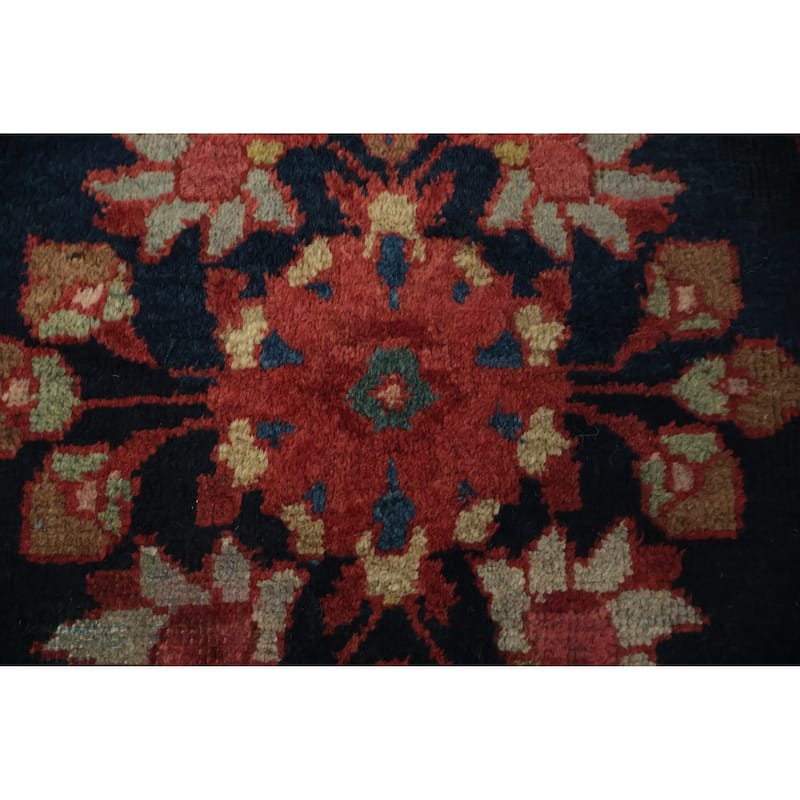 Hand Knotted Oriental 100% Wool Carpet Traditional Floral Navy Blue & Blues Sultanabad Area Rug - 12' 6'' X 9' 3''