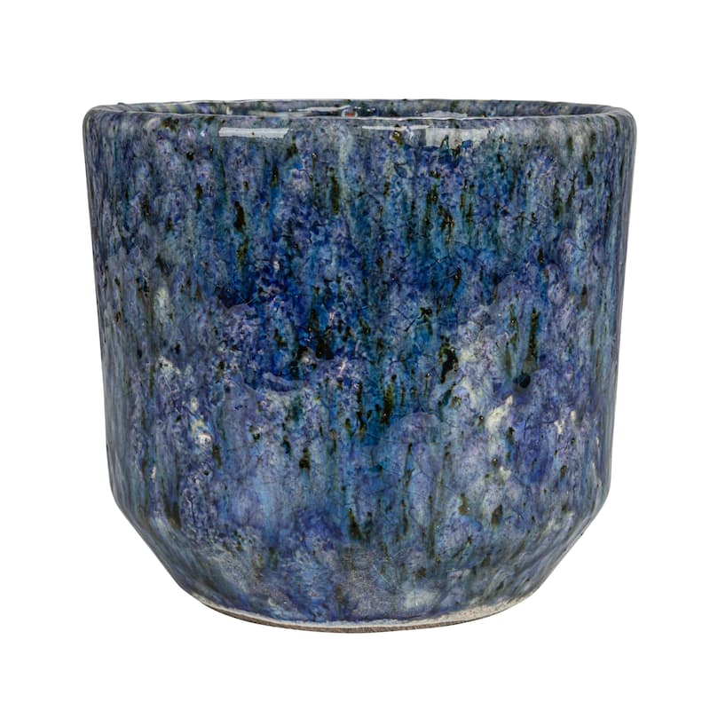 Decorative Terra-cotta Planter with Crackle Glaze