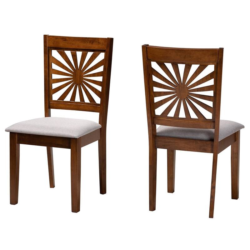 Modern Dining Chairs Set of 2 - Grey Fabric & Walnut Wood - Cross Back Design - Stylish Accent Chairs - 37.4