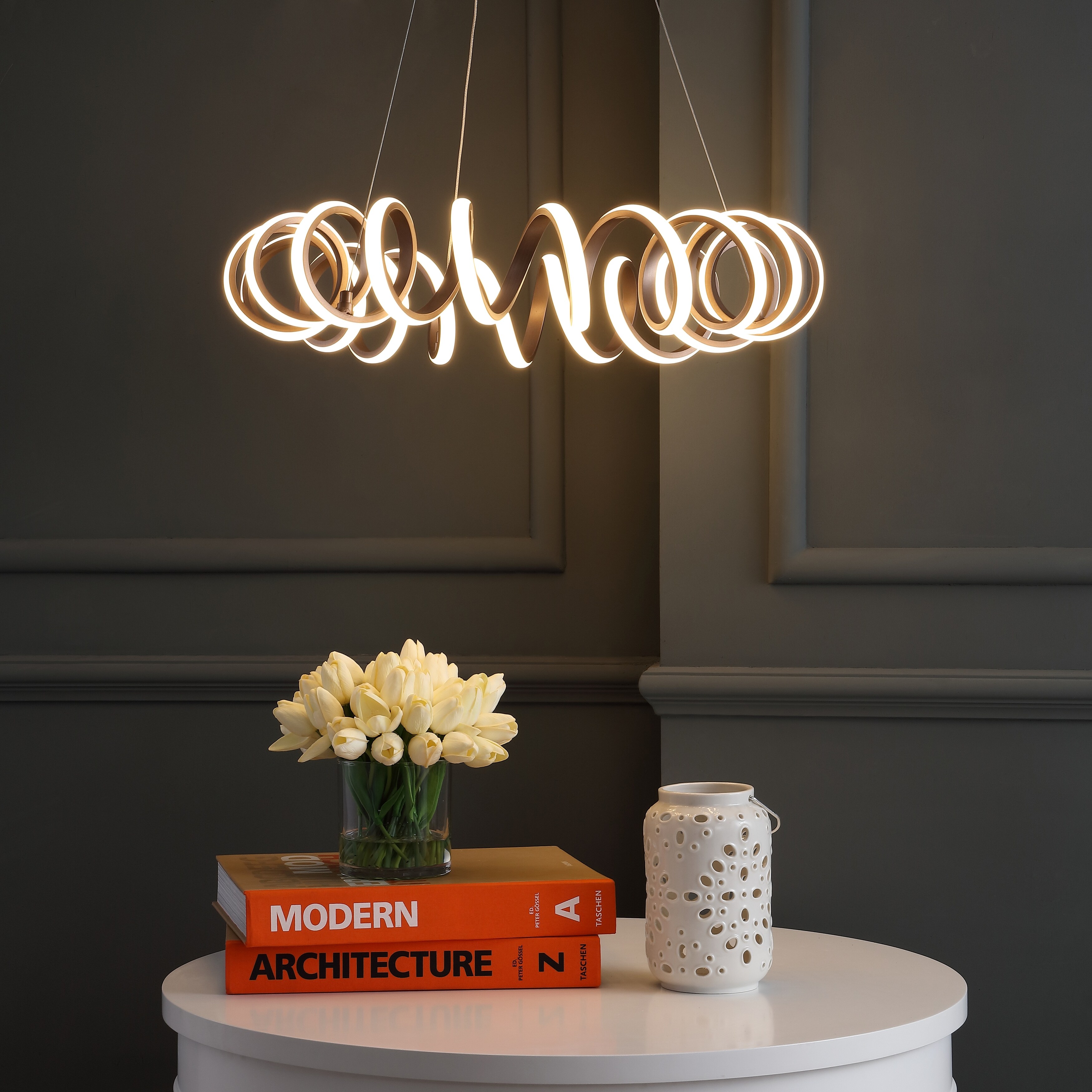 led spiral chandelier