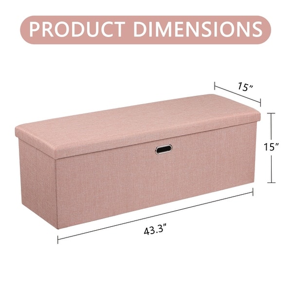 dimension image slide 2 of 6, 15" Tall Foldable Storage Ottoman Lift-Top Lid & Carry Handle Multi Functional Footrest Shoe Bench Coffee Table for Living Room