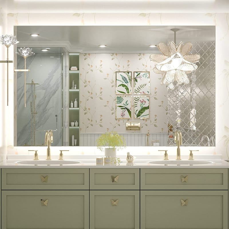 Keonjinn LED Backlit Bathroom Vanity Mirror Anti-Fog Dimmable Lighted CRI90 High Definition(Horizontally/Vertically)