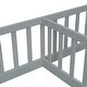 preview thumbnail 46 of 45, Twin Size Kids Bed Frame, Double Twin Floor Bed with Fence Guardrails