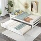 preview thumbnail 2 of 10, Twin Platform Bed with Trundle, White, Solid Wood Frame, No Box Spring Needed