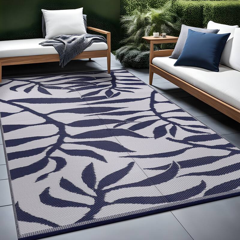 Beverly Rug Tropical Blue Reversible Outdoor Area Rug