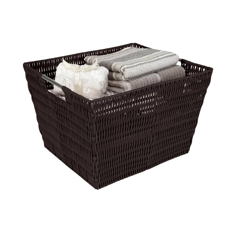 Simplify Large Rattan Storage Tote Basket in Charcoal