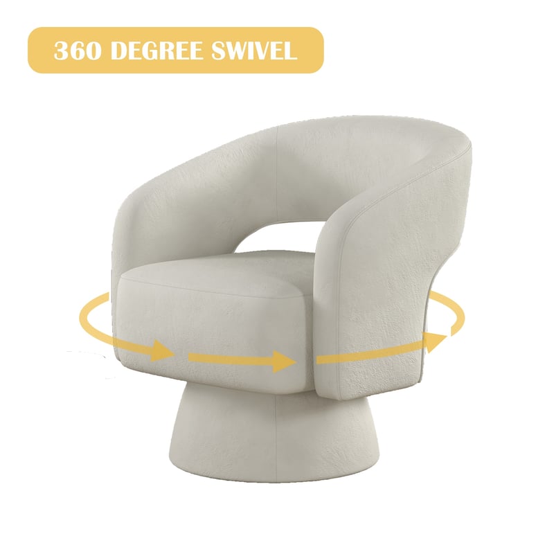 360 Degree Swivel Barrel Upholstered Modern Armchair