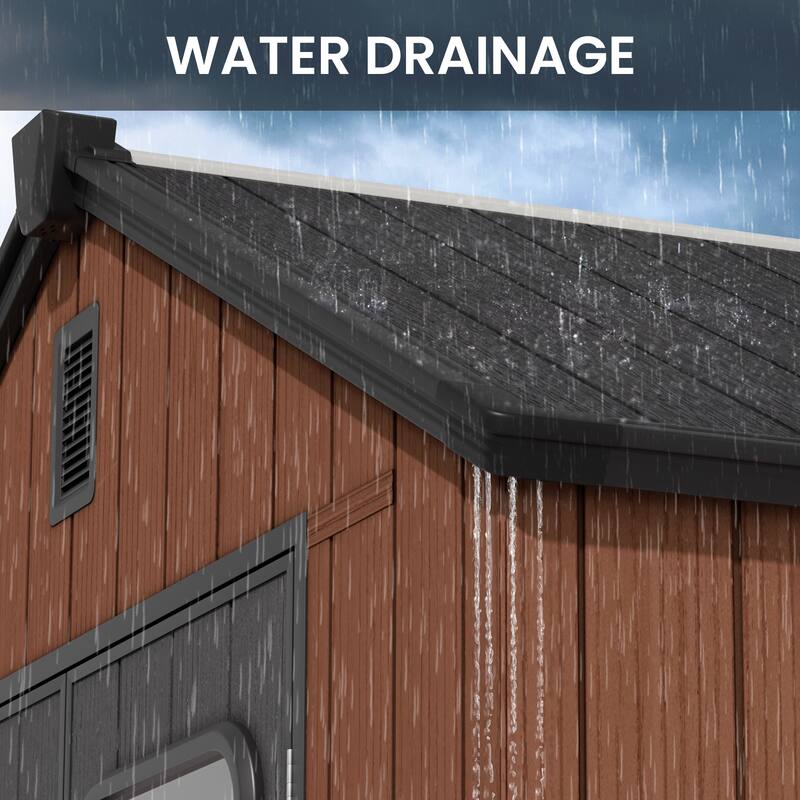 8' x 8' / 8' x 10'/ 8' x 12' Outdoor Resin Storage Shed with Floor & Lockable Doors All-Weather Garden Tool Storage for Patio