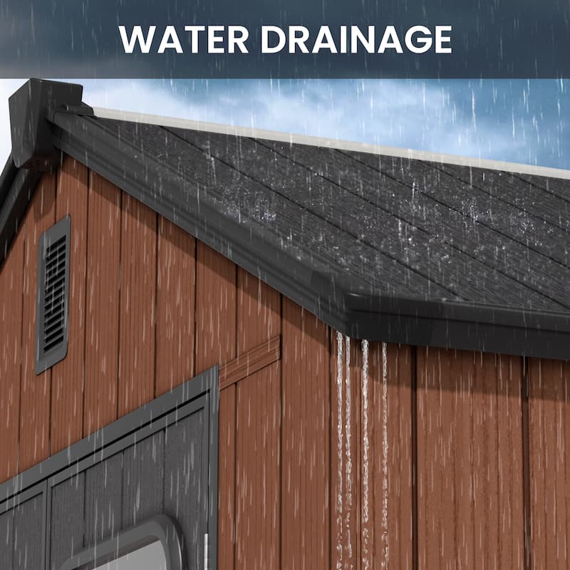 Outdoor Resin Storage Shed with Floor, Garden Shed with Lockable Door, Windows & Vents, Outside Tool Storage Shed