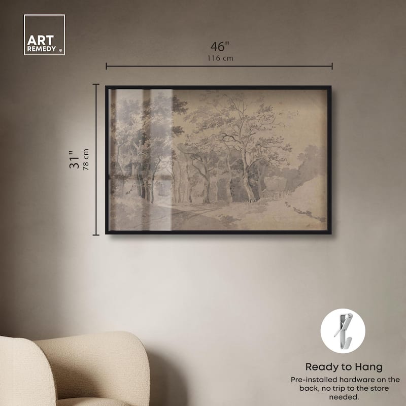 Grove with Road and Haycart Shadowbox by Art Remedy