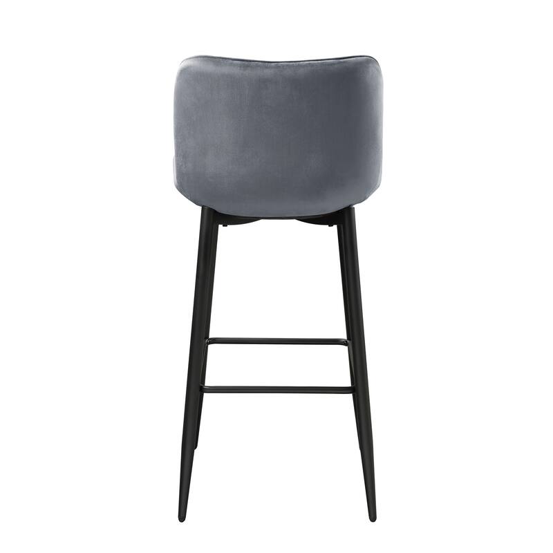 2-Piece 29" Pub Height Chair Set - Dark Gray Velvet with Metal Legs