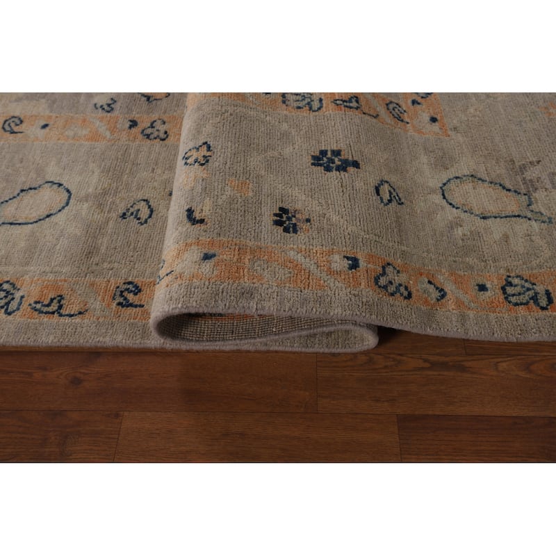 All-Over Floral Oushak Vegetable Dye Area Rug Hand-Knotted Wool Carpet - 8'1"x 10'5"
