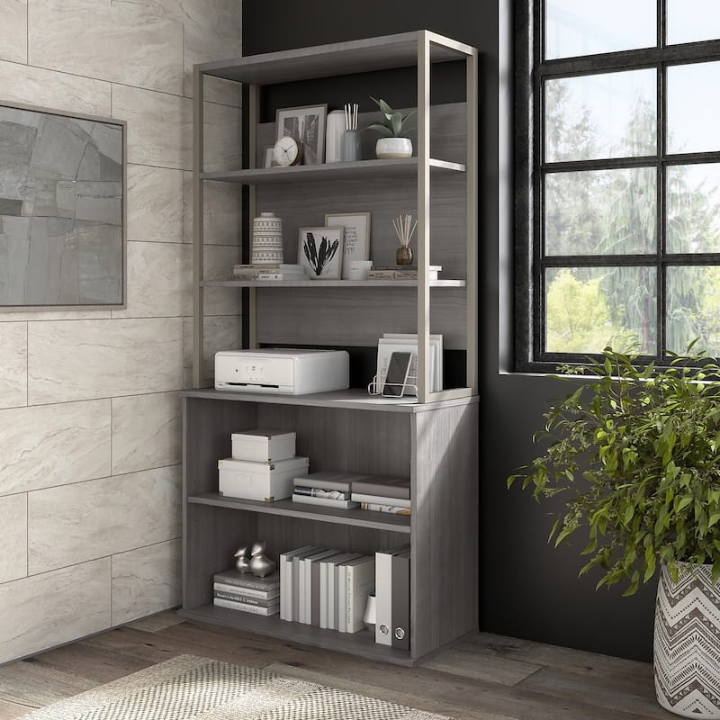 Hybrid 36W Bookcase Hutch by Bush Business Furniture - Platinum Gray