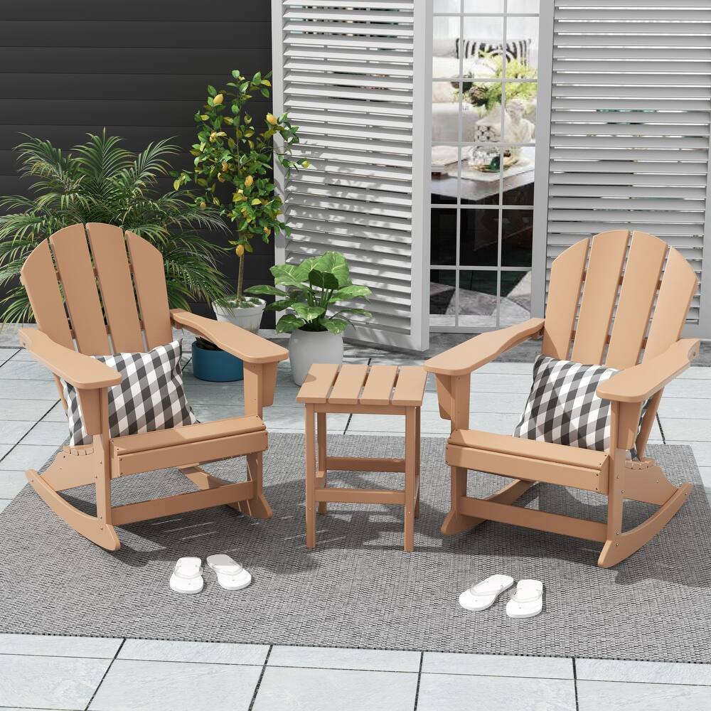 Laguna Hdpe All Weather Outdoor Patio Rocking Chairs With Side Table (3-Piece Set)