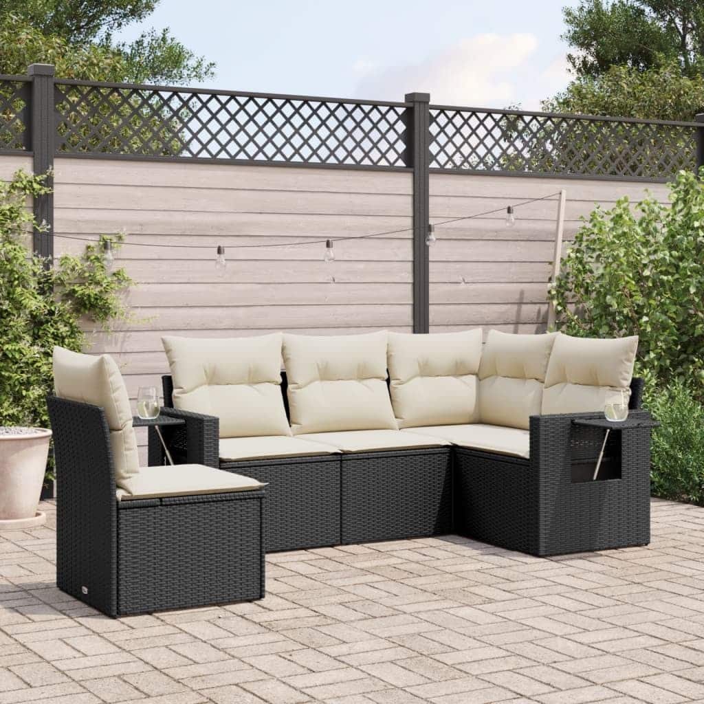 vidaXL Garden Sofa Set Black