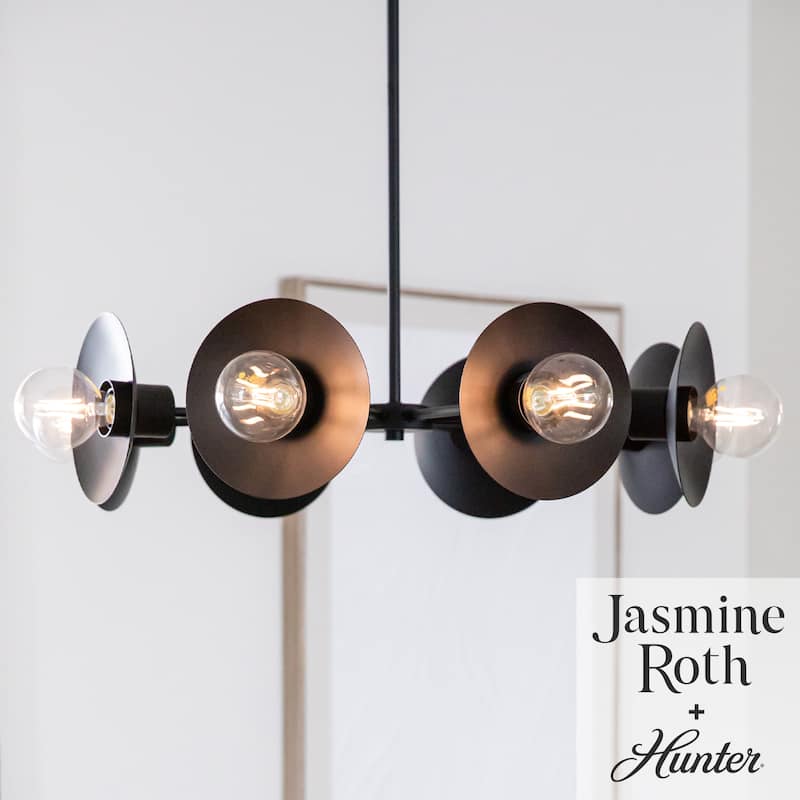 Hunter Fernando Black 8-Light Chandelier - Dining Room, Bedroom, Living/Great Room, Foyer - Modern, Abstract - Designer! - Matte Black